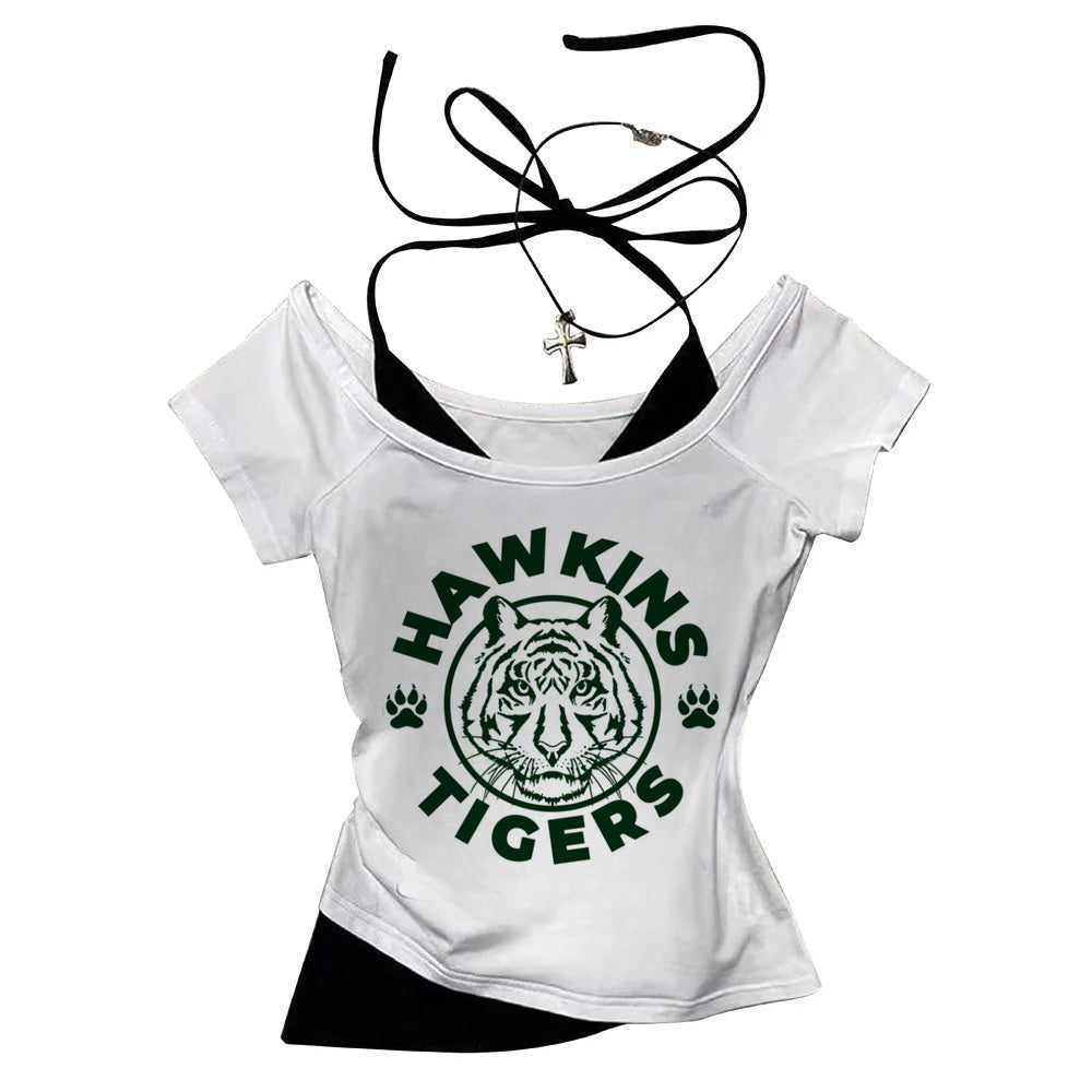 Crop top Stranger Things Hawkins Tigers vu de face
