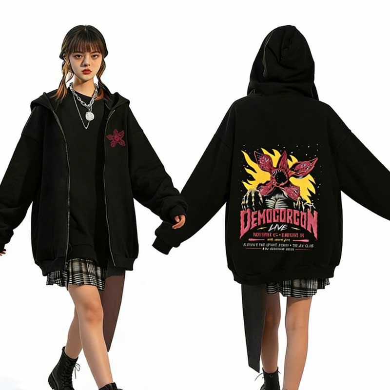 Sweat zippé à capuche Stranger Things Demogorgon Live 1987 – visuel 4