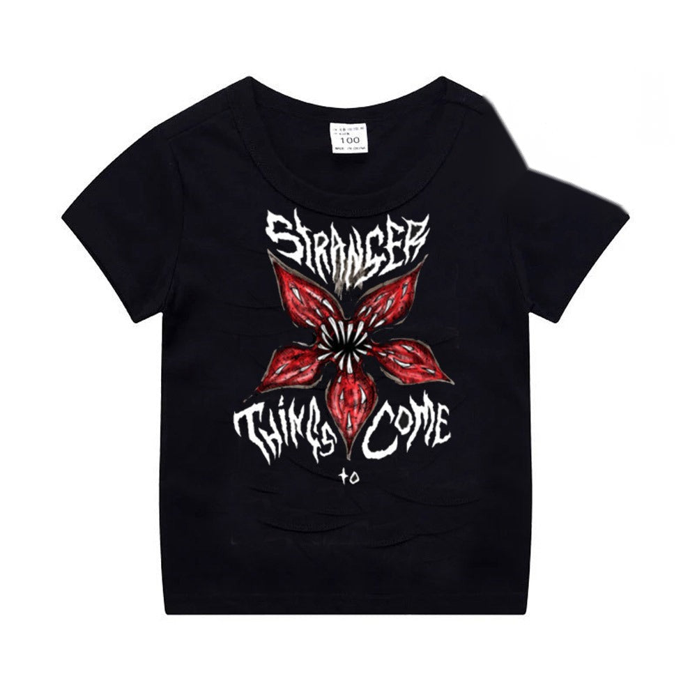 T-shirt enfant noir Stranger Things Stranger Things Come vu de face