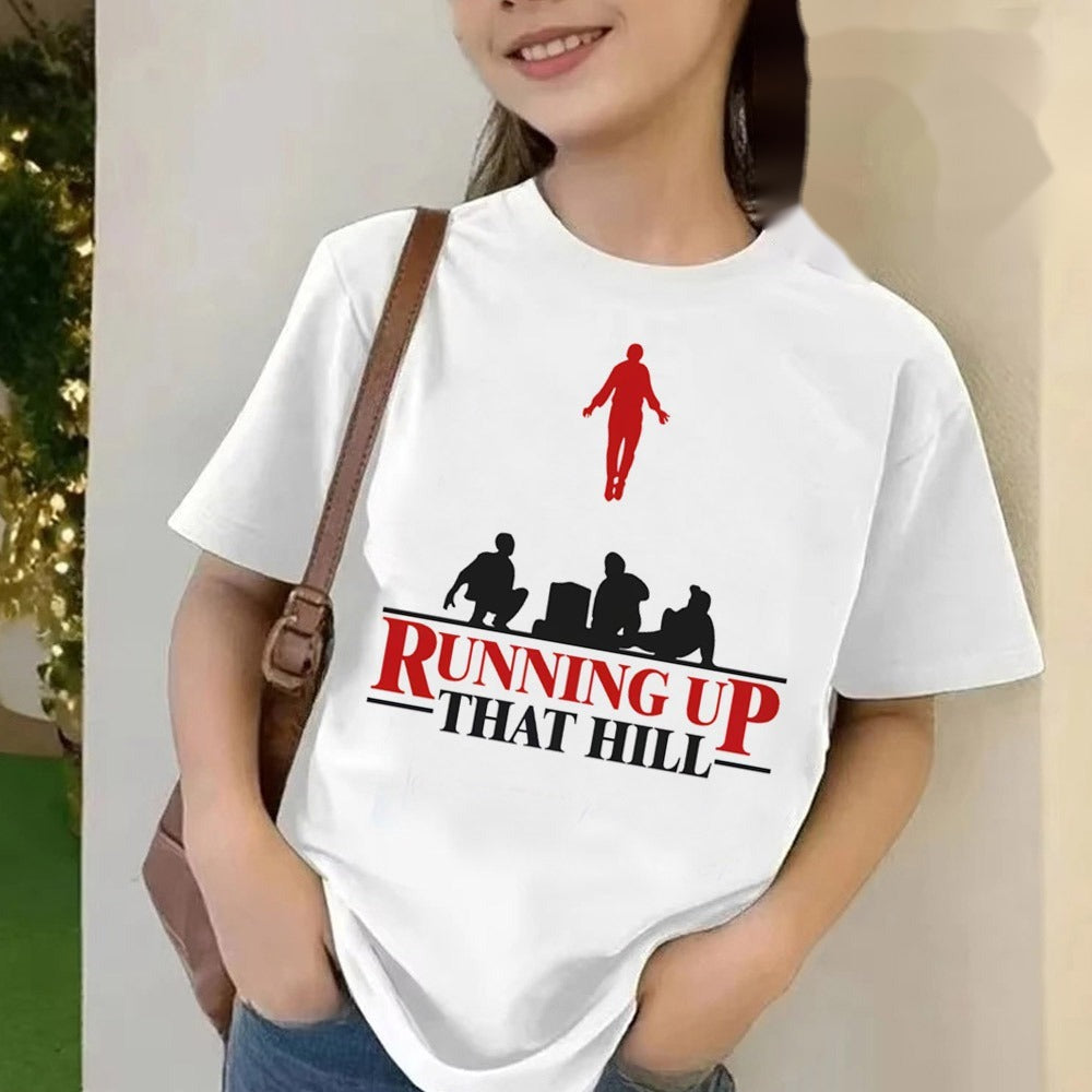 T-shirt enfant Stranger Things Running Up That Hill flèche vu de face