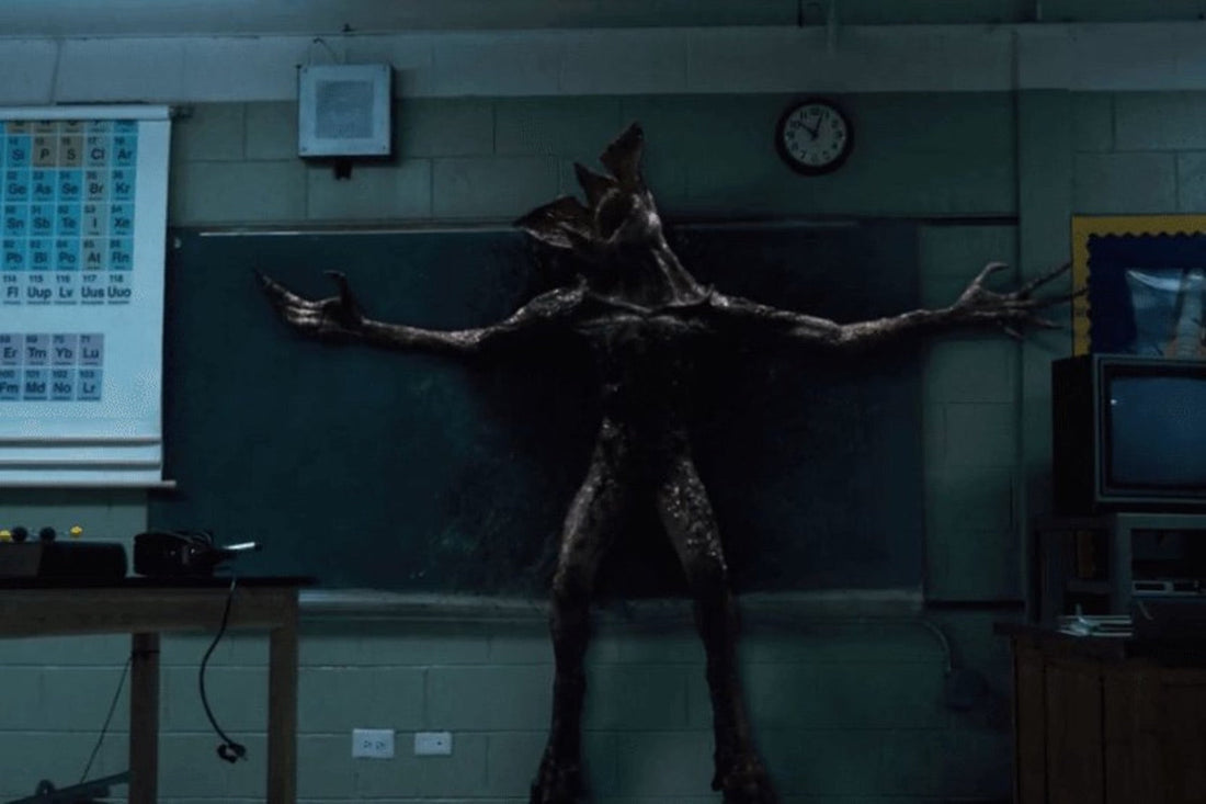 Demogorgon DnD, open flower head, arms spread in the classroom