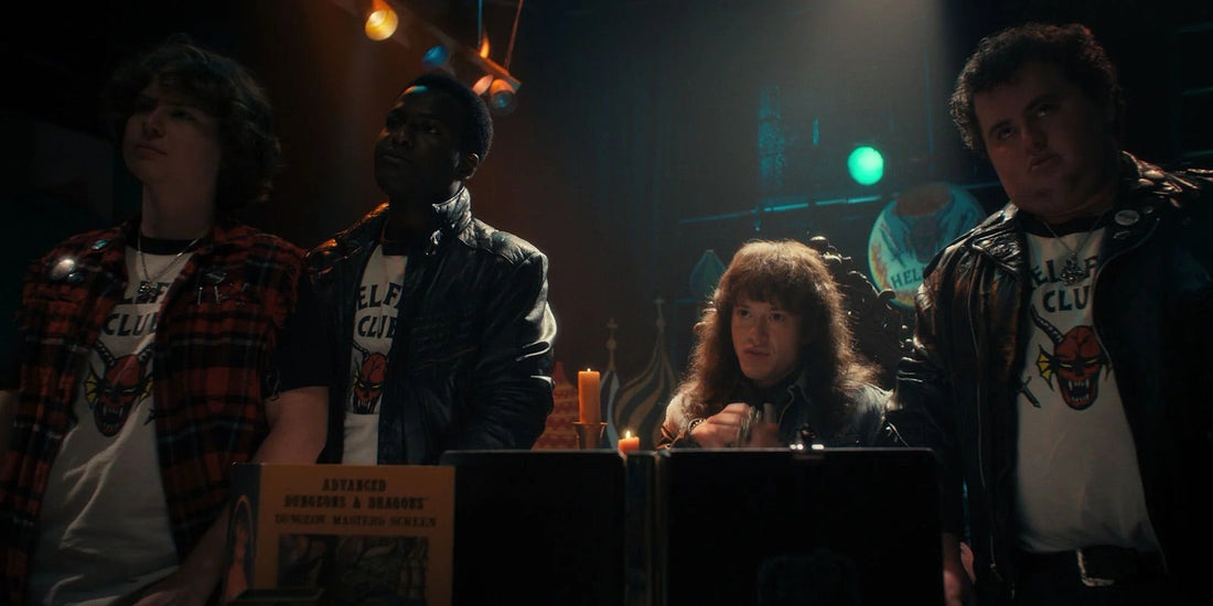 The Hellfire Club gathered around the game table, in Stranger Things season 4 episode 1