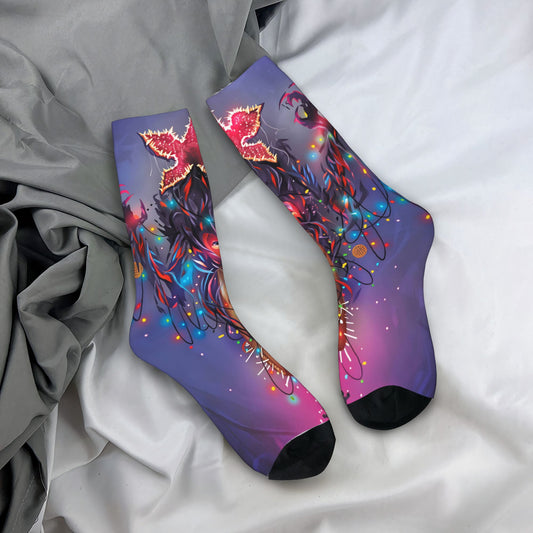 Chaussettes Stranger Things Demogorgon néon vu de face