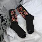 Socks Stranger Things black blooming flowers