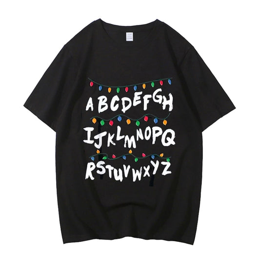 T-shirt homme Stranger Things mur alphabet guirlande – coloris Noir