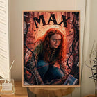 Adhesive poster Stranger Things Max drawn collage