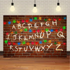 Backdrop Stranger Things red brick alphabet wall