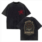 Men's washed T-shirt Stranger Things Hawkins Indiana medallion