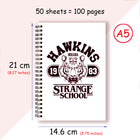 A5 notebook Stranger Things Hawkins Strange School white