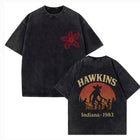 Men's washed T-shirt Stranger Things Hawkins Indiana 1983 sunset