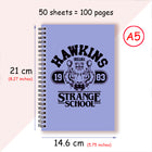A5 notebook Stranger Things Hawkins Strange School blue