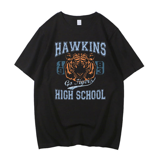 T-shirt homme Stranger Things Hawkins High School Go Tigers vu de face