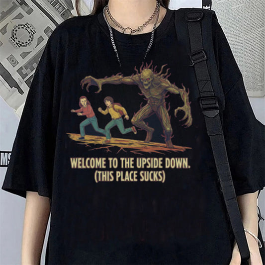 T-shirt femme oversize Stranger Things Welcome to the Upside Down vu de face