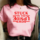 Women's pink T-shirt Stranger Things Stuck in the Upside Down