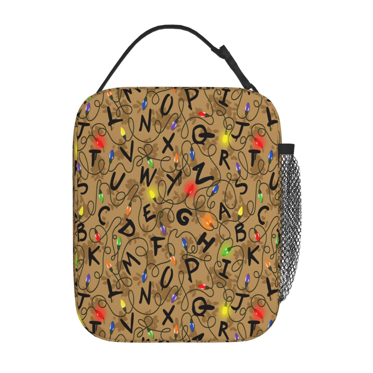 Sac isotherme Stranger Things lettres et guirlandes vu de face
