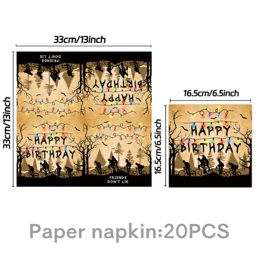 Serviettes en papier Stranger Things kraft (lot de 20) vu de face