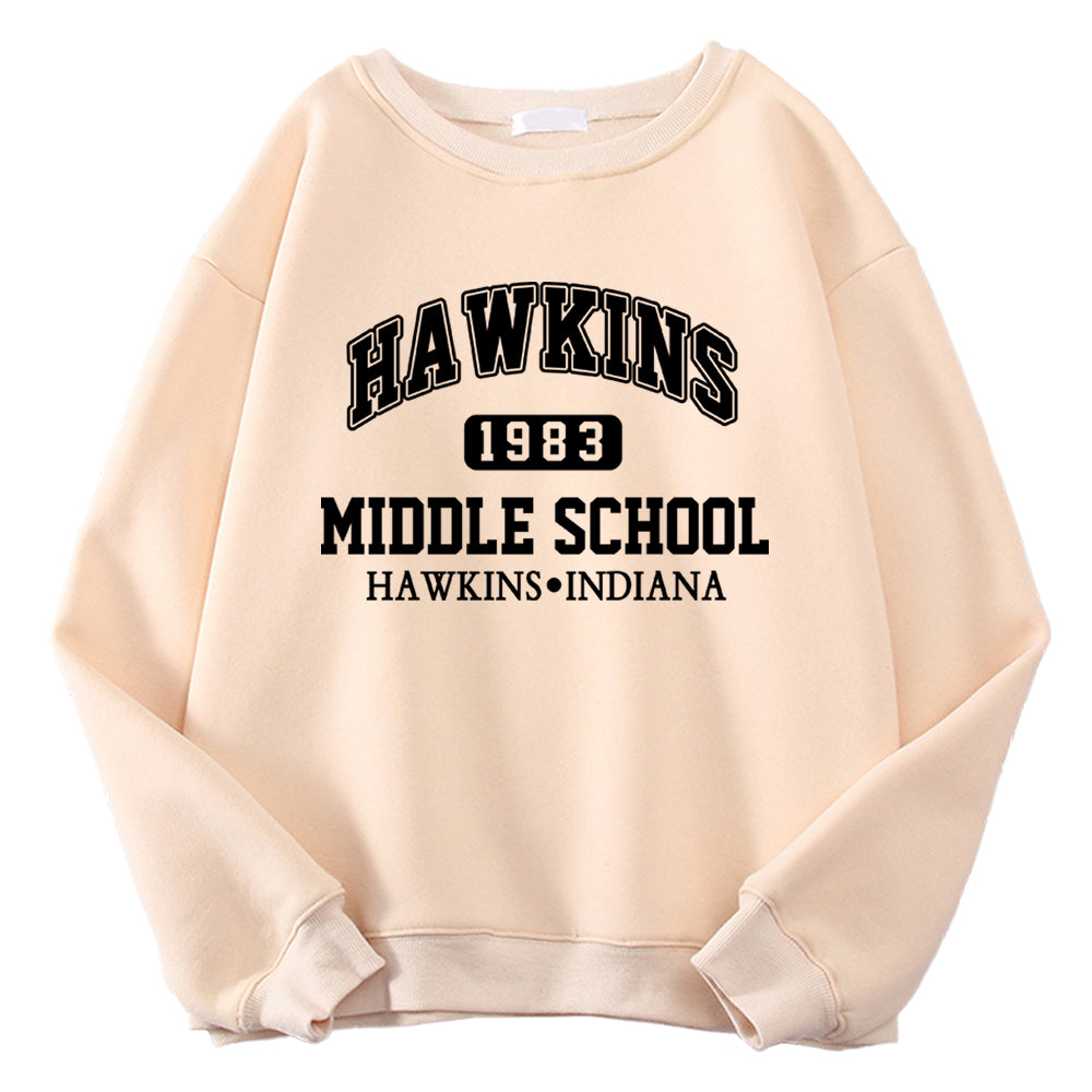 Sweat Stranger Things Hawkins Middle School homme – coloris Beige