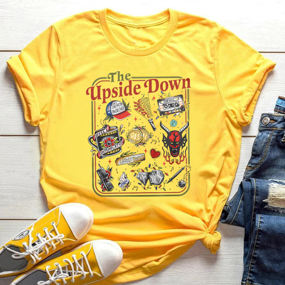 T-shirt homme Stranger Things The Upside Down affiche rétro – coloris Jaune