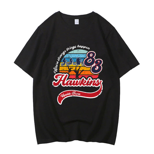 T-shirt homme Stranger Things Hawkins Upside Dosaur vu de face