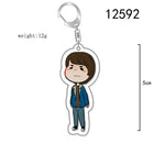 Chibi keychain Stranger Things brown-haired boy blue jacket