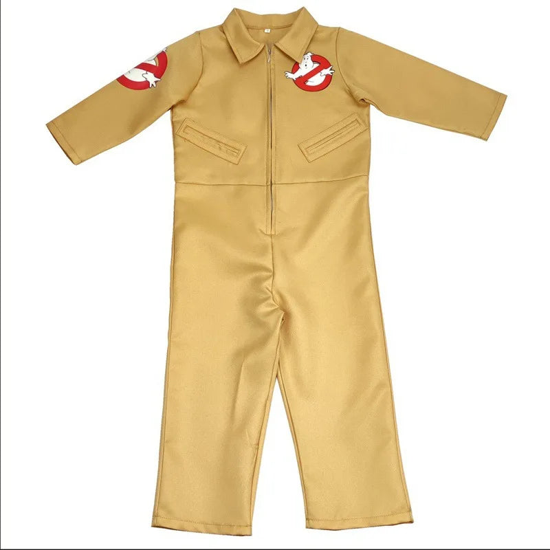 Beige Stranger Things Ghostbusters jumpsuit on its own, with the no-ghost patch