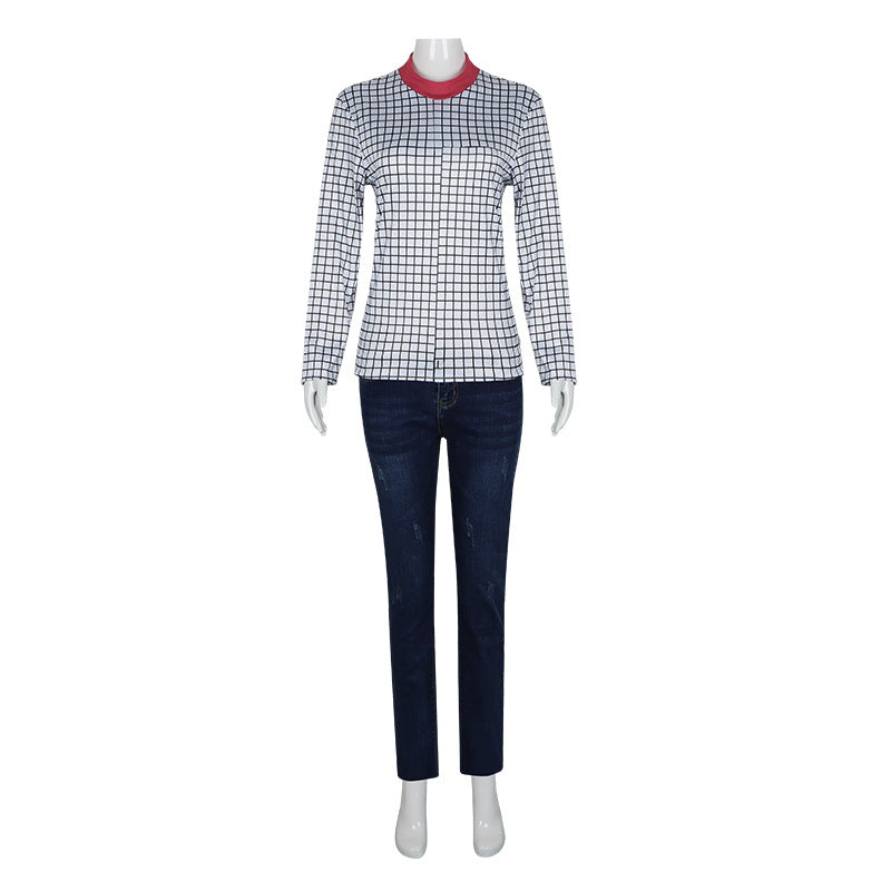 Chemise à carreaux col rouge Stranger Things style Max Mayfield – visuel 2