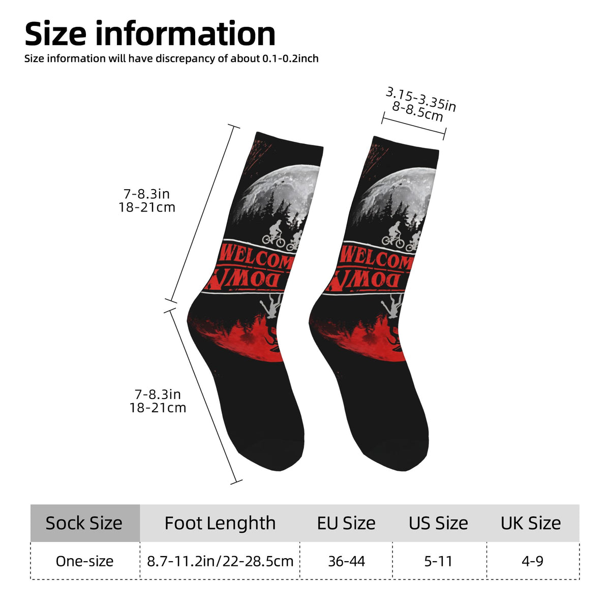Chaussettes Stranger Things mur alphabet noir – visuel 2