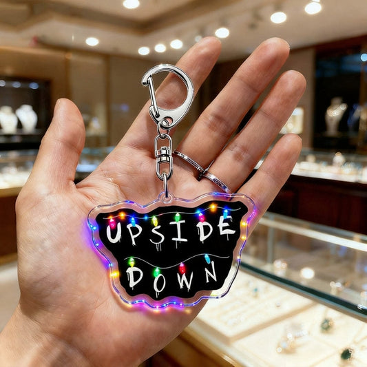 Porte-clés Stranger Things Upside Down holographique vu de face