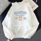 White Stranger Things hoodie Hawkins High School 1986