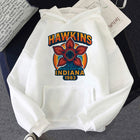 White Stranger Things hoodie Hawkins Indiana 1983