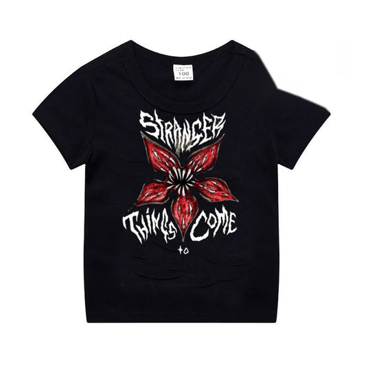 T-shirt enfant noir Stranger Things Stranger Things Come vu de face