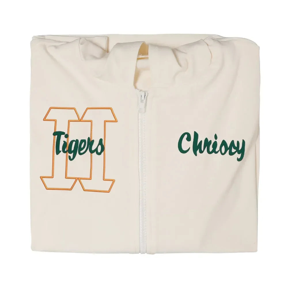 H Tigers and Chrissy embroidery on the Stranger Things cosplay jacket